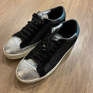 P448 John Stylish Black and Silver Women's Sneakers, size 40